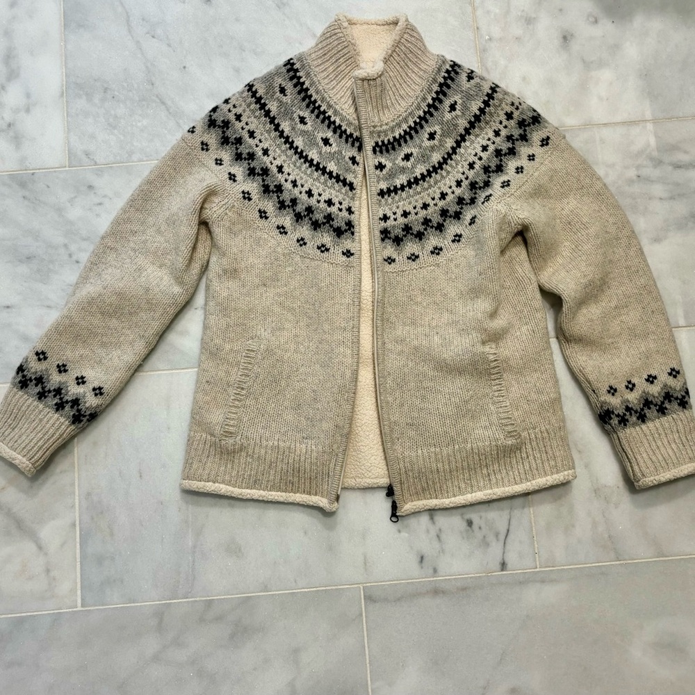 L.L.Bean fair isle sweater jacket size small